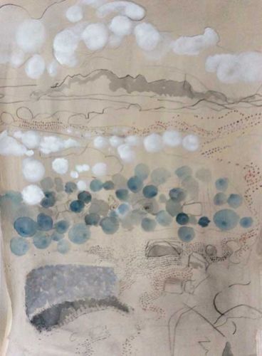 Cape Barren Island, 2016, charcoal & mixed media by Barbie Kja